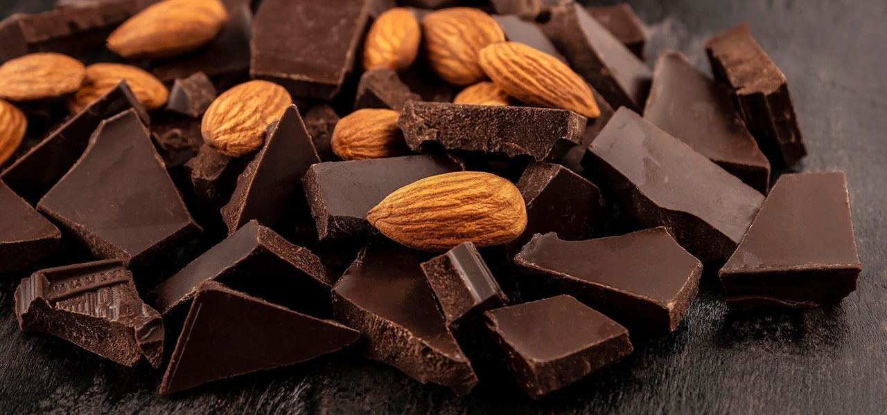 dark chocolate and almonds