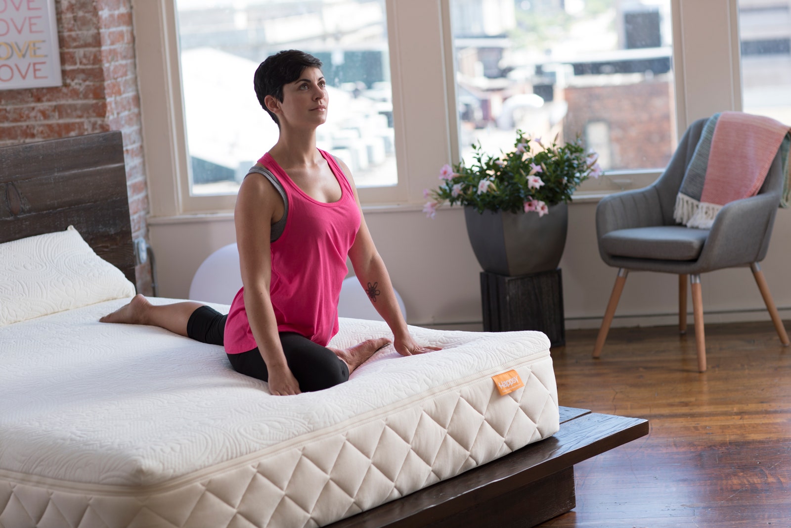 Yoga on bed